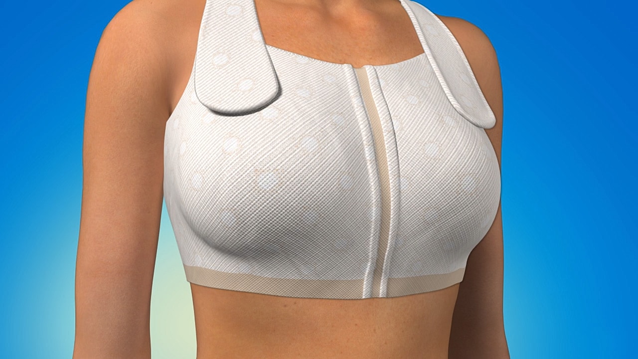 Anatomical model of a surgical post-operative bra.